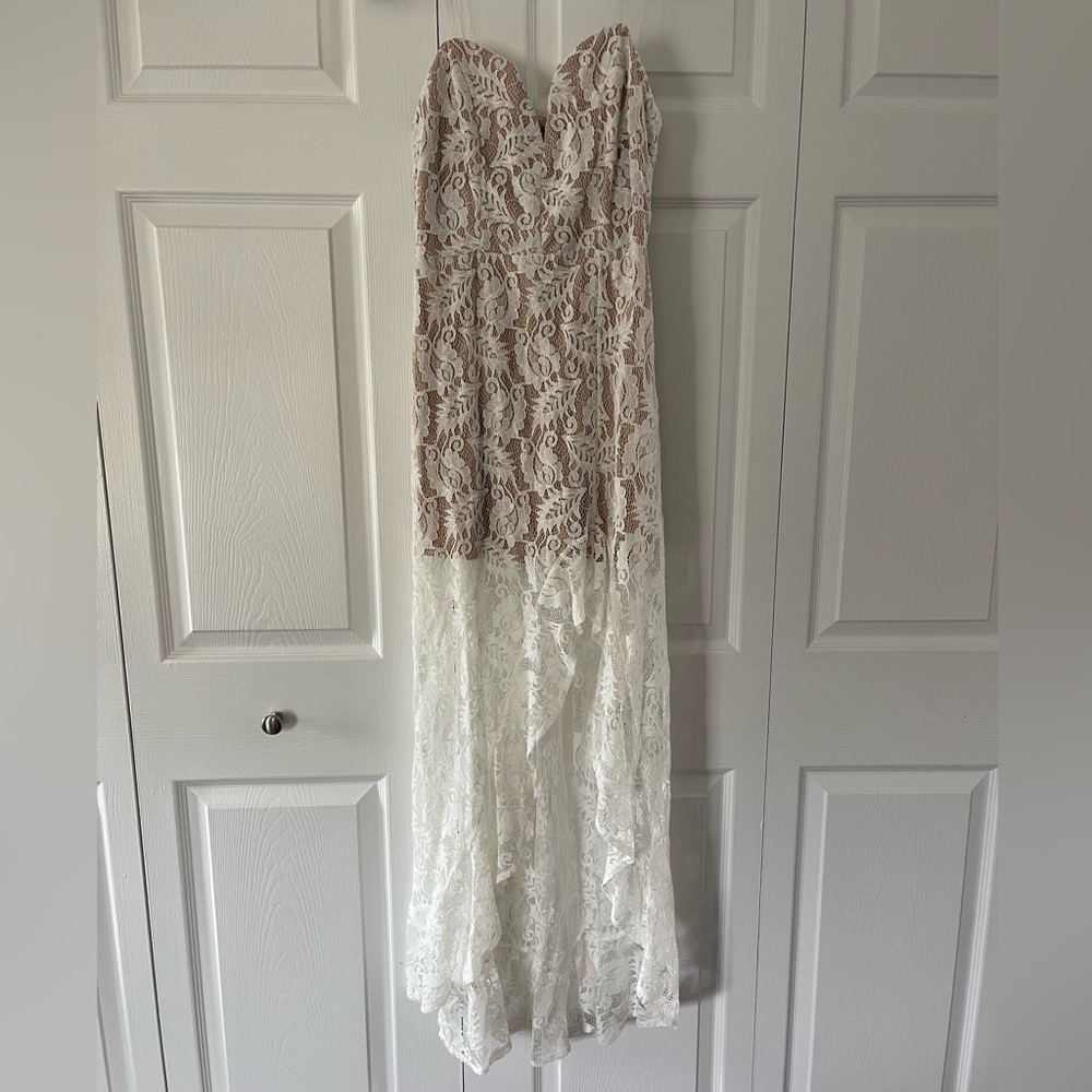 BELLA AND BLOOM BOUTIQUE - READY TO WED LACE WHITE/NUDE MAXI DRESS